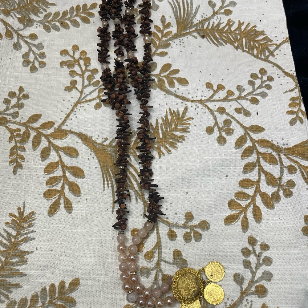 Handmade Boho Clove necklace with pendant and luxury beads - two strand